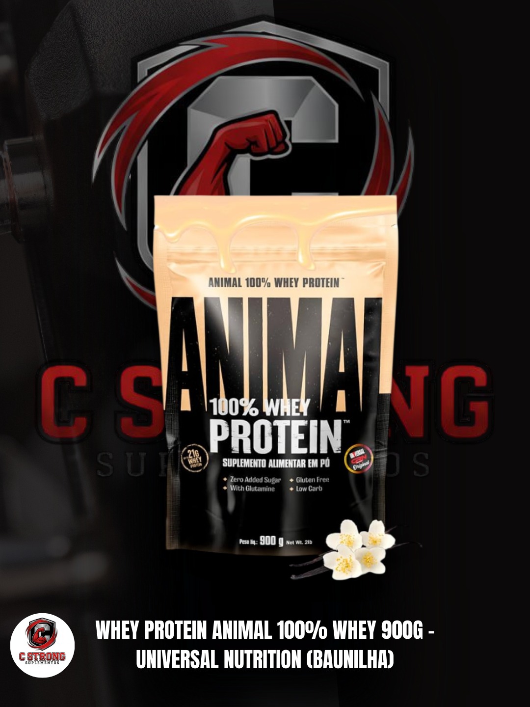 Whey Protein Concentrado 900g - C STRONG Suplementos